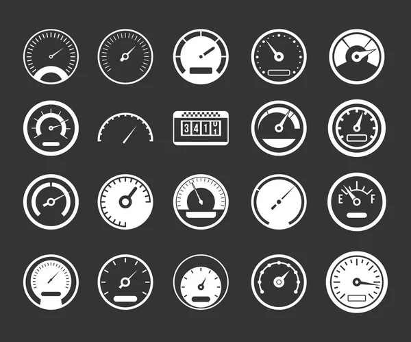 Armaturenbrett Icon Set grauer Vektor — Stockvektor