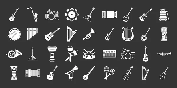 Instrumento musical icono conjunto gris vector — Vector de stock