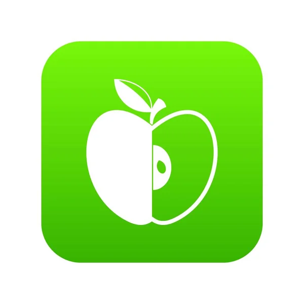 Sliced apple icon digital green — Stock Vector