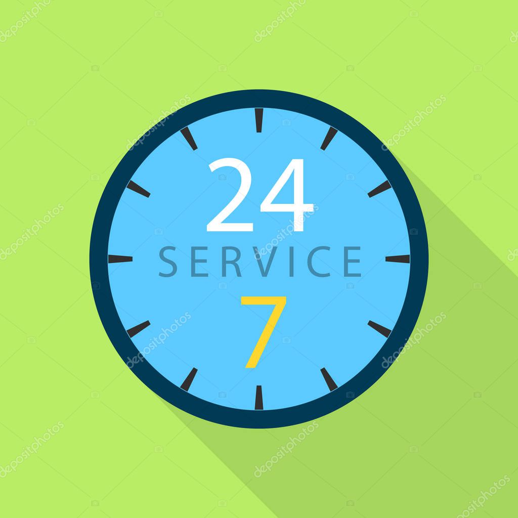 Service clock icon. Flat illustration of service clock vector icon for web
