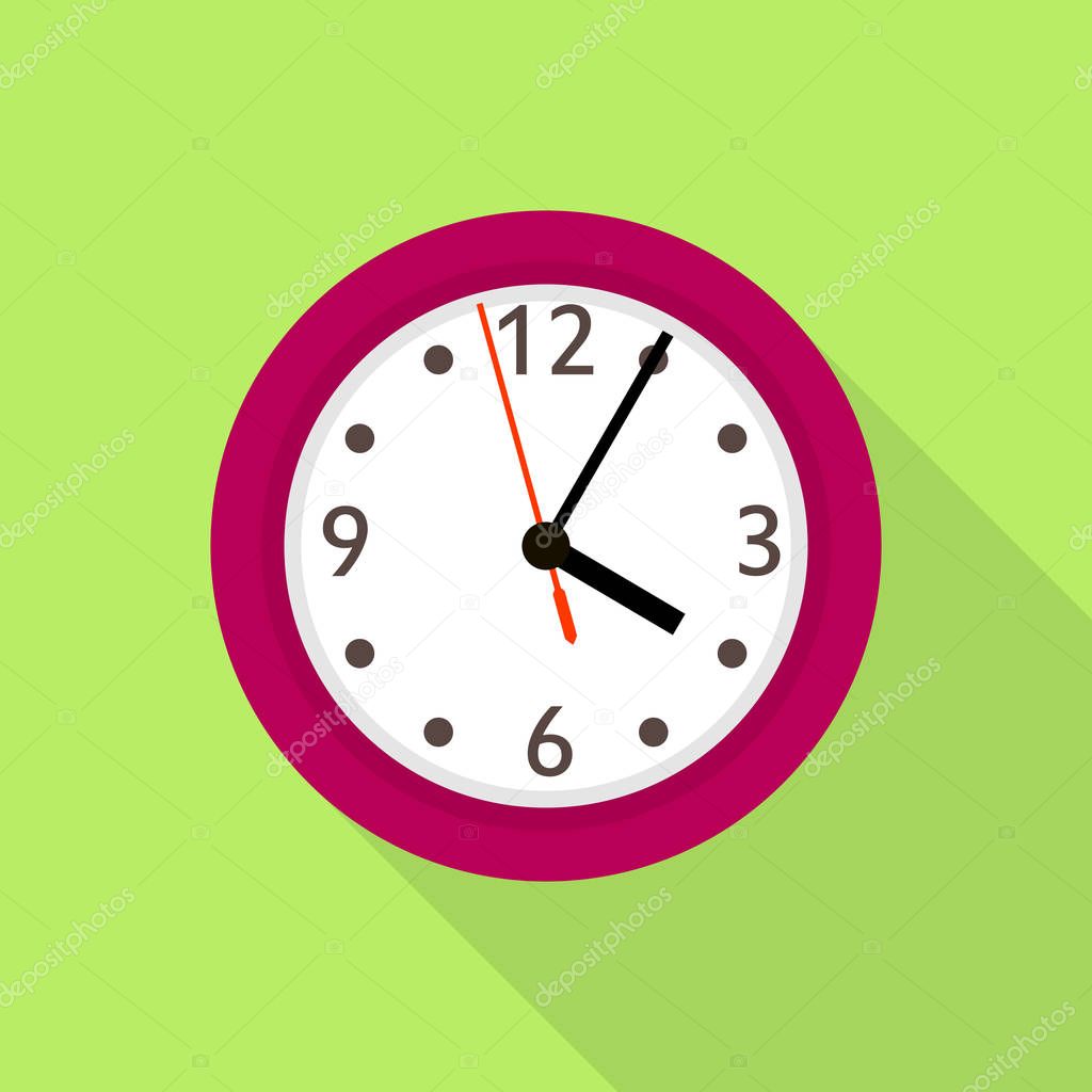 Wall clock icon. Flat illustration of wall clock vector icon for web