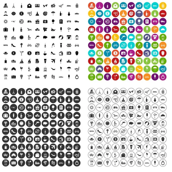 100 icônes lune de miel ensemble variante vectorielle — Image vectorielle