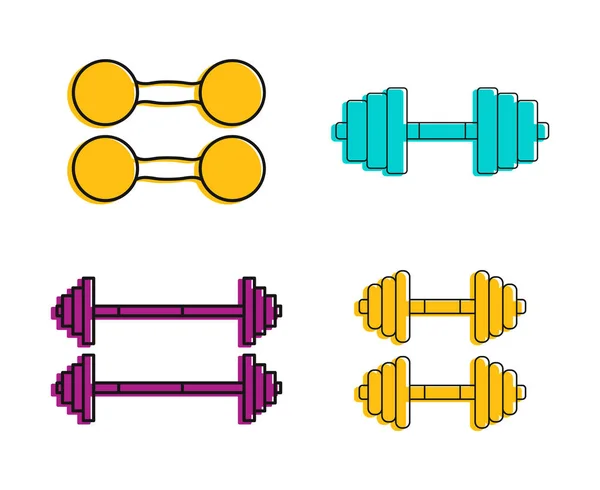 Conjunto de iconos de mancuerna, estilo de contorno de color — Vector de stock