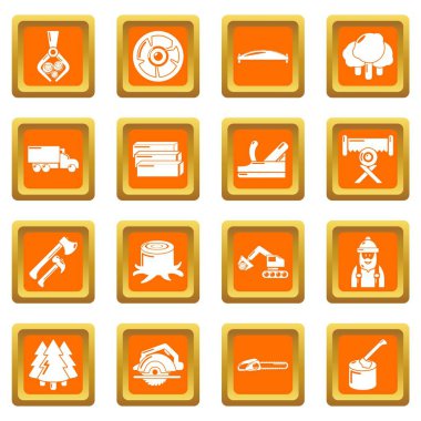 Turuncu kare vektör Kereste Sanayi Icons set