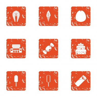 Tatlı yemek simgeler kümesi, grunge tarzı