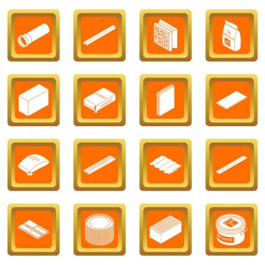 Malzemeler simgeler binada turuncu kare vektör