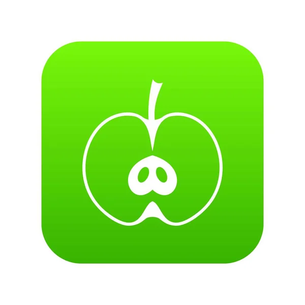 Digital πράσινο εικονίδιο μισό μήλο — Διανυσματικό Αρχείο
