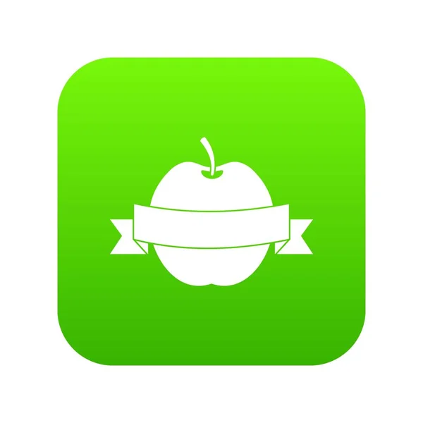 Apfel mit Schleife Symbol digital grün — Stockvektor
