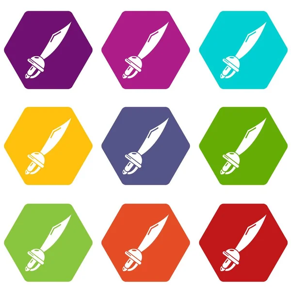 Ensemble d'icônes de dinde d'épée 9 vecteur — Image vectorielle