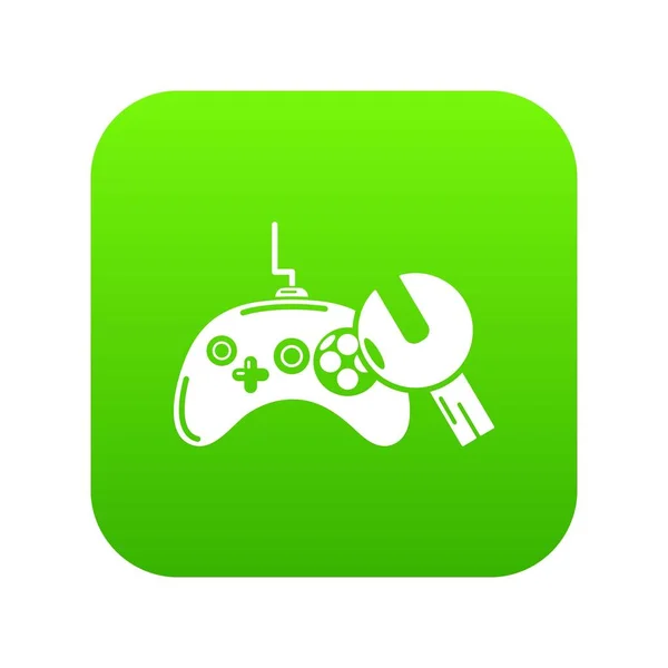 Gamepad επισκευή εικονίδιο πράσινο διάνυσμα — Διανυσματικό Αρχείο