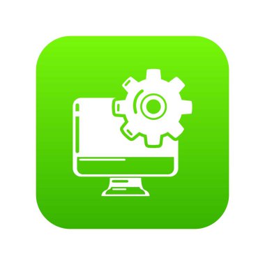 Monitör onarım yeşil simge vektör