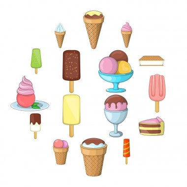 Dondurma Icons set, karikatür tarzı