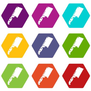 9 vektör bıçak et Icons set