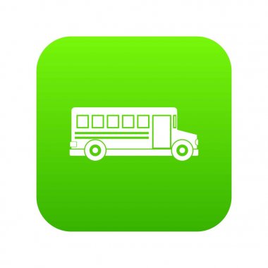 Okul otobüsü simgesi dijital yeşil