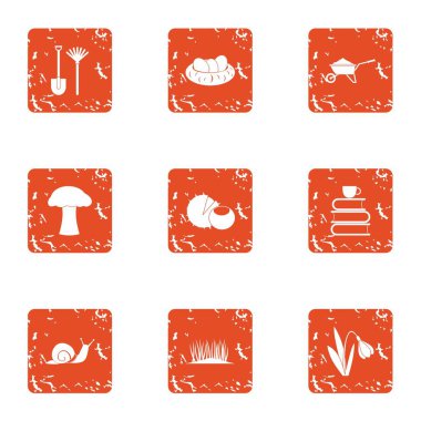 Bahçe stili simgeler kümesi, grunge tarzı