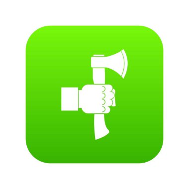 El tutma balta ile ahşap sapı simgesi dijital yeşil