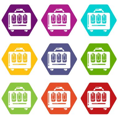 9 vektör seyahat çanta tasarım Icons set