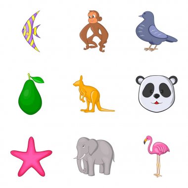 El değmemiş doğası Icons set, karikatür tarzı