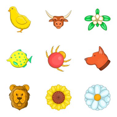 Sonsuz doğa Icons set, karikatür tarzı