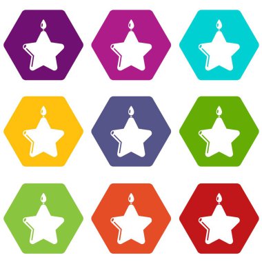 9 vektör mum yıldız Icons set