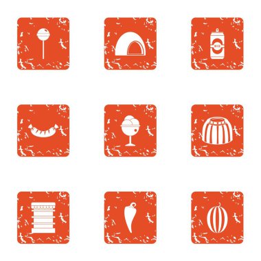 Romantik Restoran simgeler kümesi, grunge tarzı