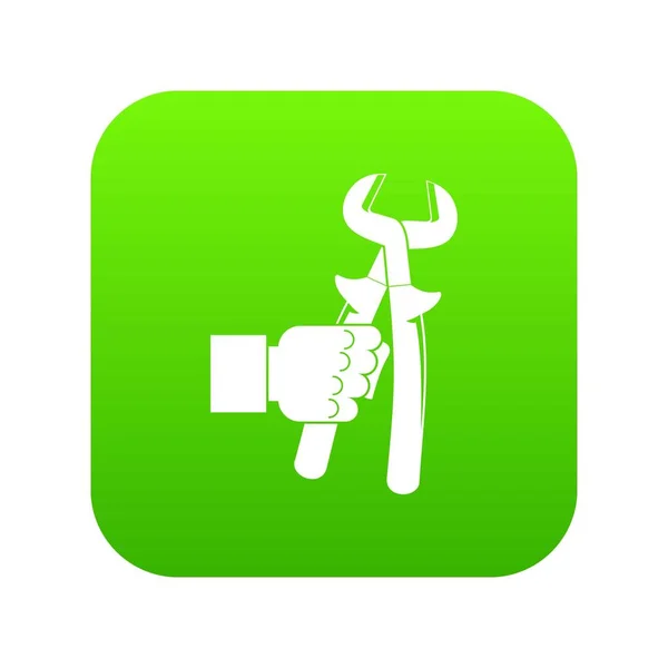 Hand holdimg remklauwen pictogram digitale groen — Stockvector