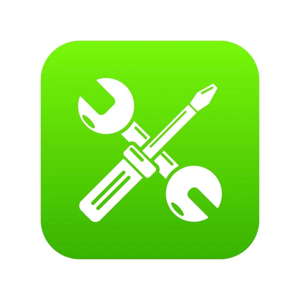 Werkzeuge reparieren Symbol grünen Vektor — Stockvektor