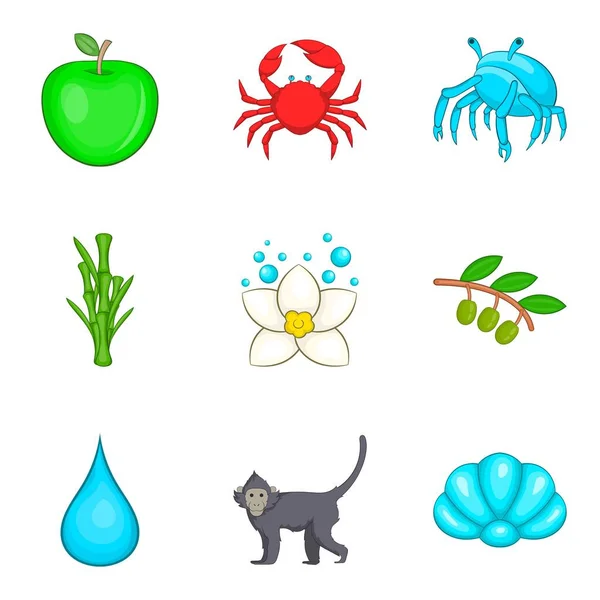 Primordial icons set, cartoon style — Stock Vector