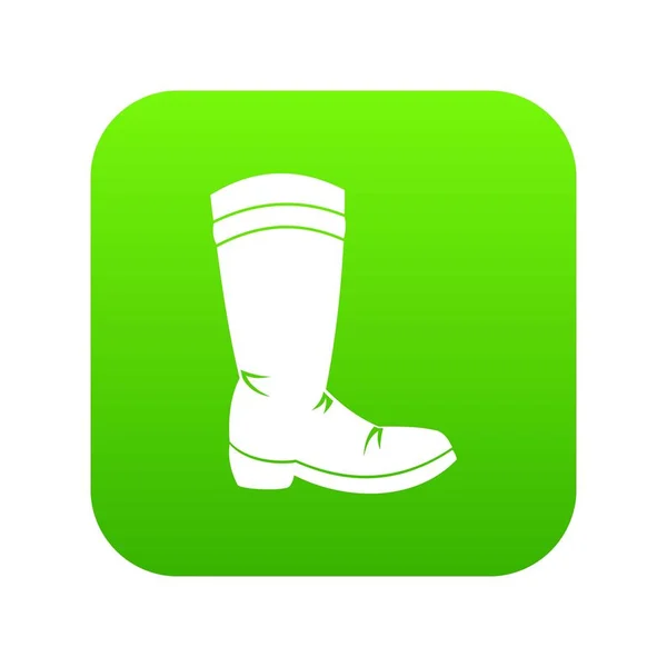 Cowboy boot icon digital green — Stock Vector