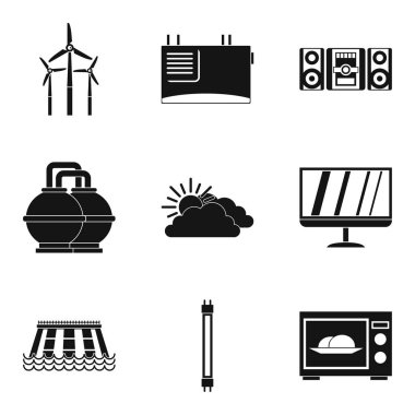 Rüzgar Çiftliği Icons set, basit tarzı