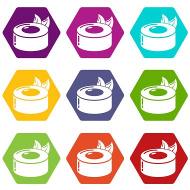 9 vektör suşi kavramı Icons set