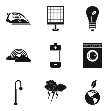 Rüzgar Türbini Icons set, basit tarzı