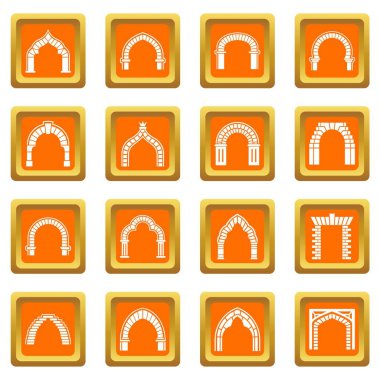 Kemer türleri simgeler kümesi turuncu kare vektör