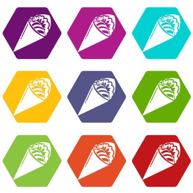 9 vektör suşi restoran Icons set