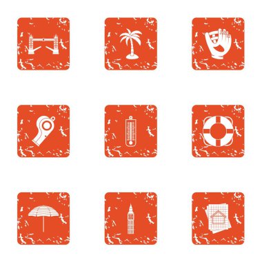 Seyahat alem simgeler kümesi, grunge tarzı