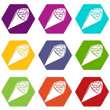 9 vektör suşi yemek Icons set