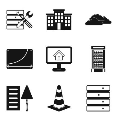 İnşa ev Icons set, basit tarzı