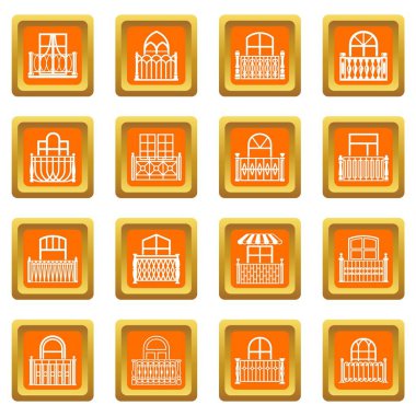 Turuncu kare vektör balkon pencere Icons set