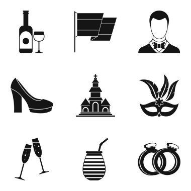 Şarap Icons set, basit tarzı