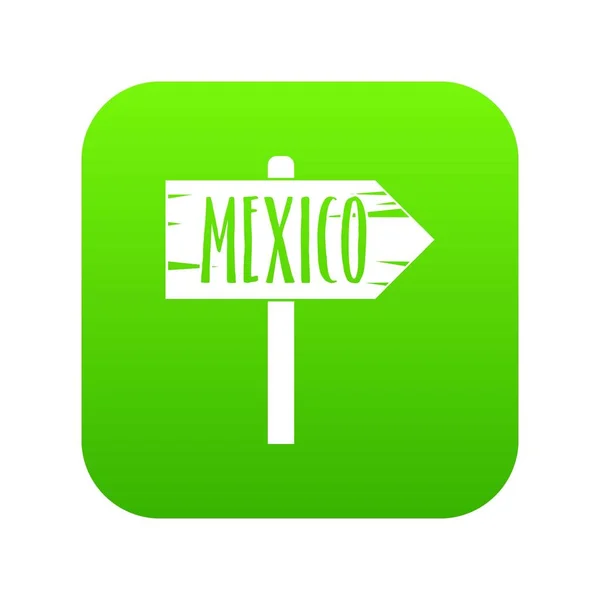 México seta direção de madeira sinal ícone verde digital —  Vetores de Stock