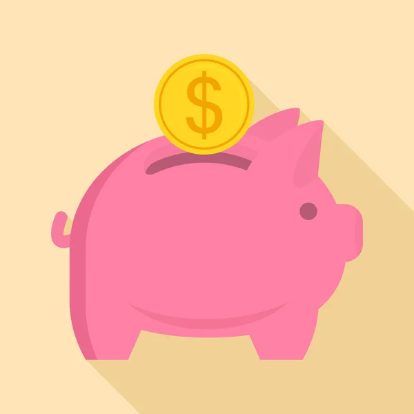 Piggy bank icoon, platte stijl — Stockvector