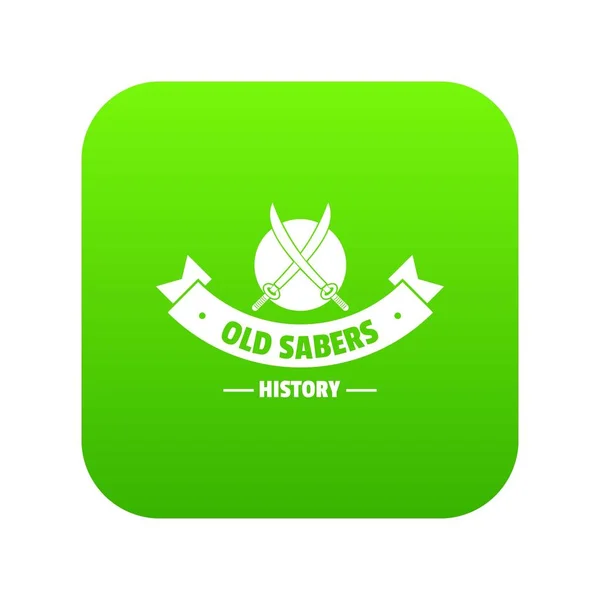 Velho ícone sabre vector verde — Vetor de Stock