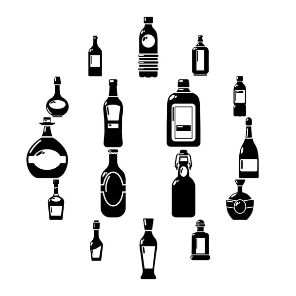 Conjunto de ícones de garrafas, estilo simples — Vetor de Stock