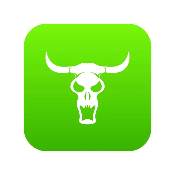 Cráneo de búfalo icono digital verde — Vector de stock