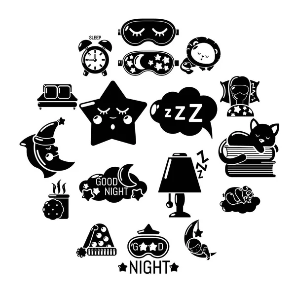 Conjunto de iconos de dormir, estilo simple — Archivo Imágenes Vectoriales