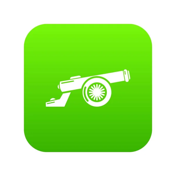 Cast-iron cannon icon green vector — Stock Vector