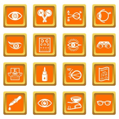 Turuncu kare vektör göz doktoruna Icons set