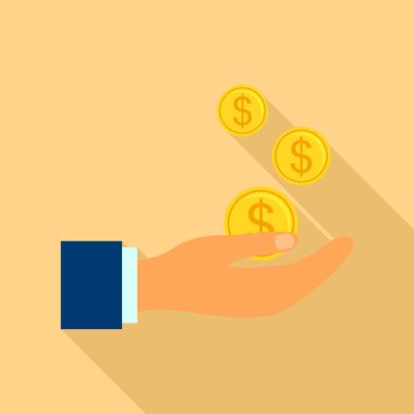 Düşen sikke simge, düz stil