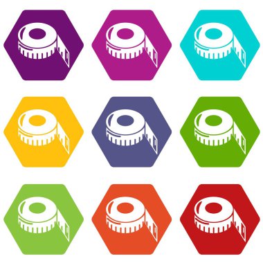 9 vektör mezura Icons set