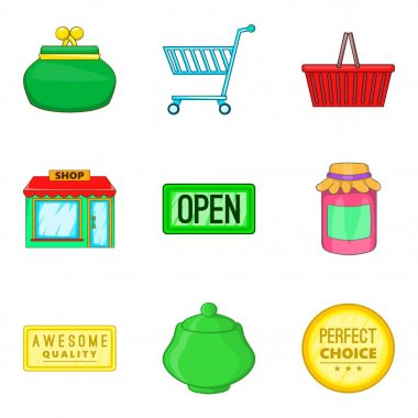 Şarap şenlik Icons set, karikatür tarzı